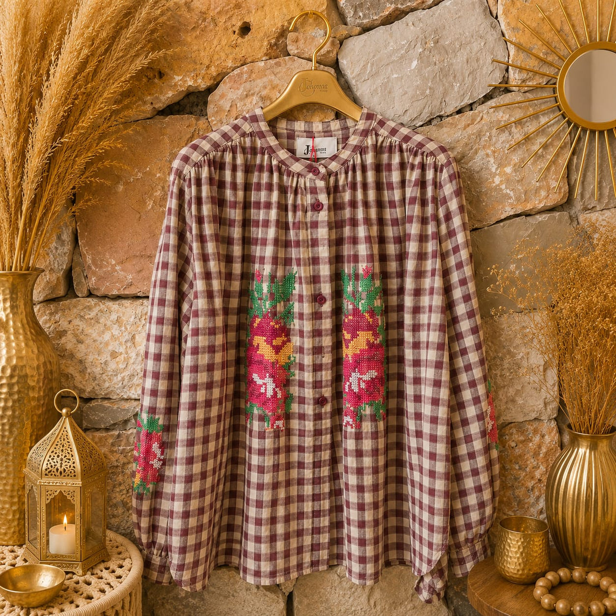 CHEMISE À CARREAUX BRODÉE