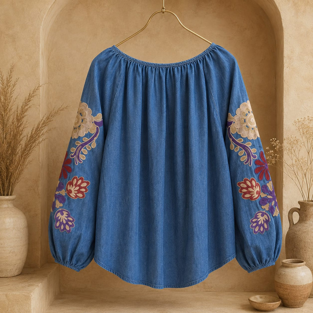 BLOUSE EN JEANS BRODÉE