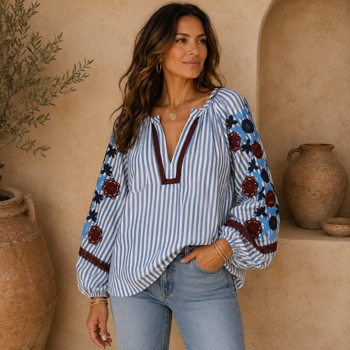 BLOUSE RAYÉE BRODÉE