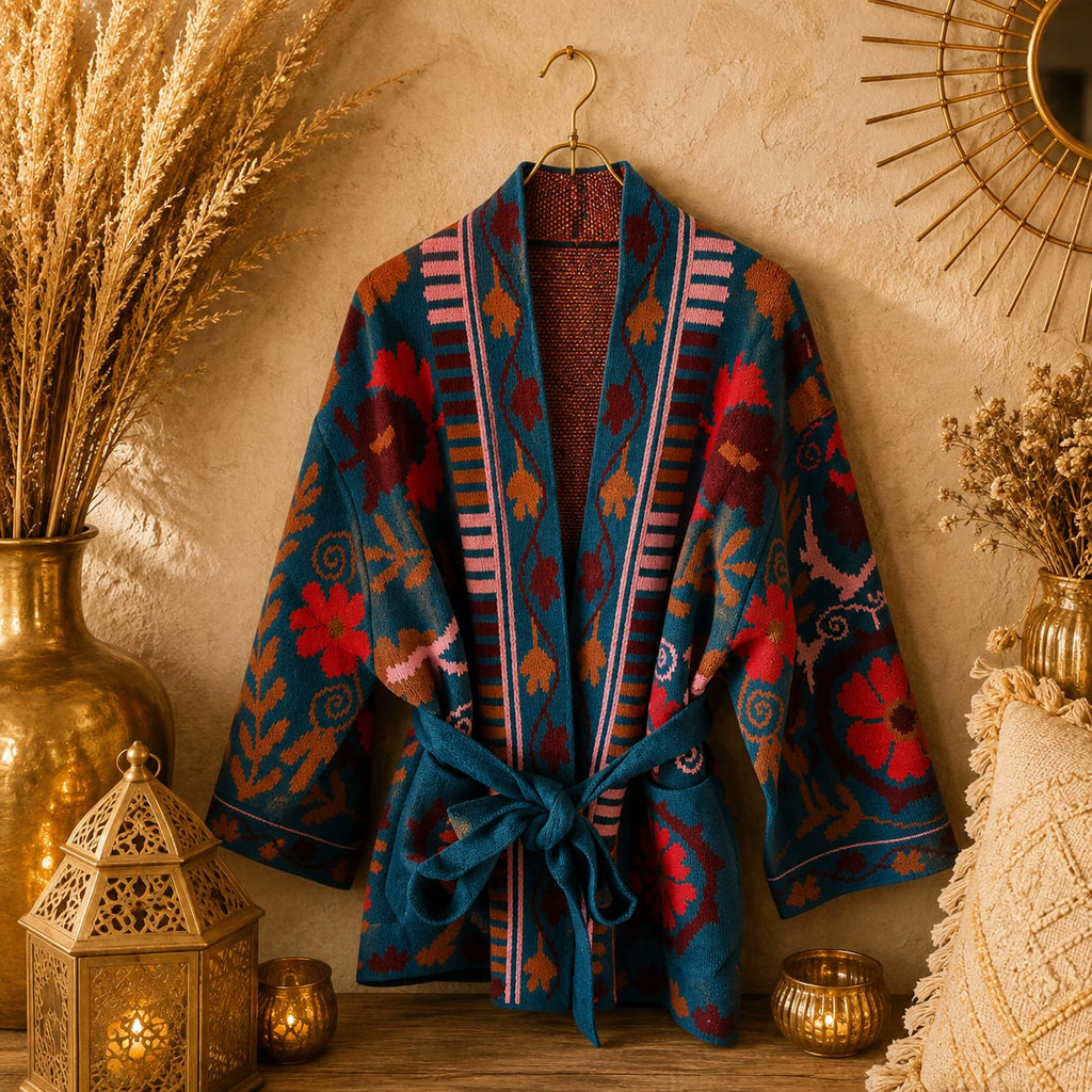 GILET  MI LONG MOTIF