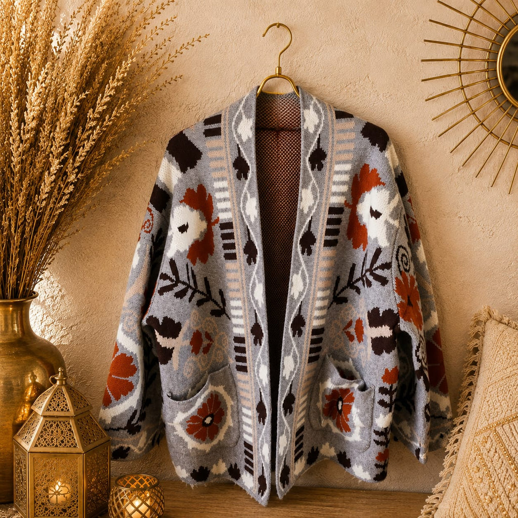 GILET  MI LONG MOTIF