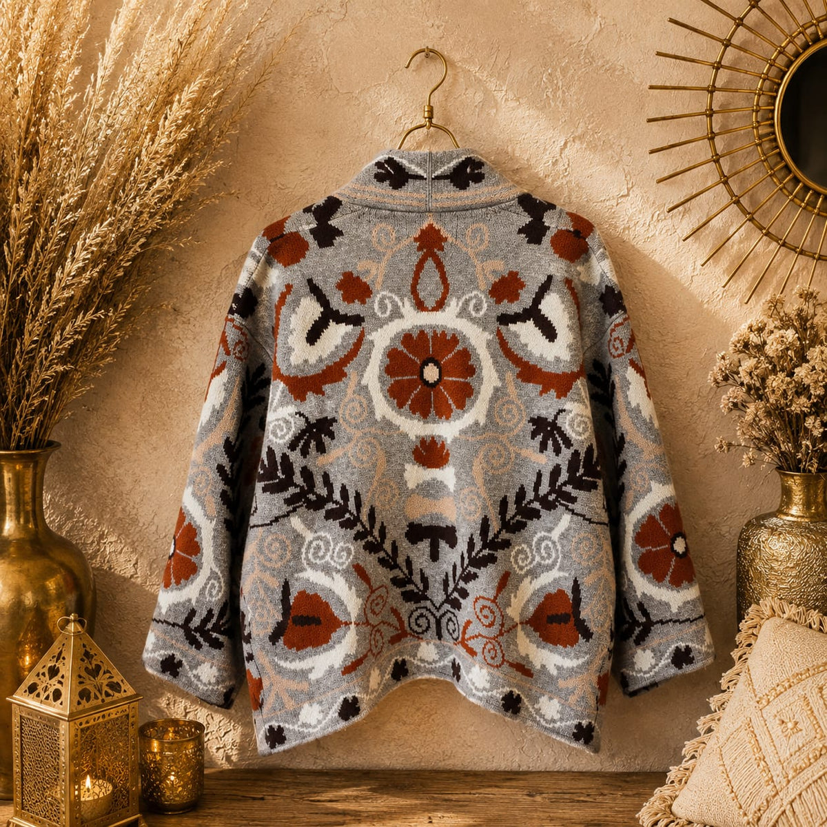 GILET  MI LONG MOTIF