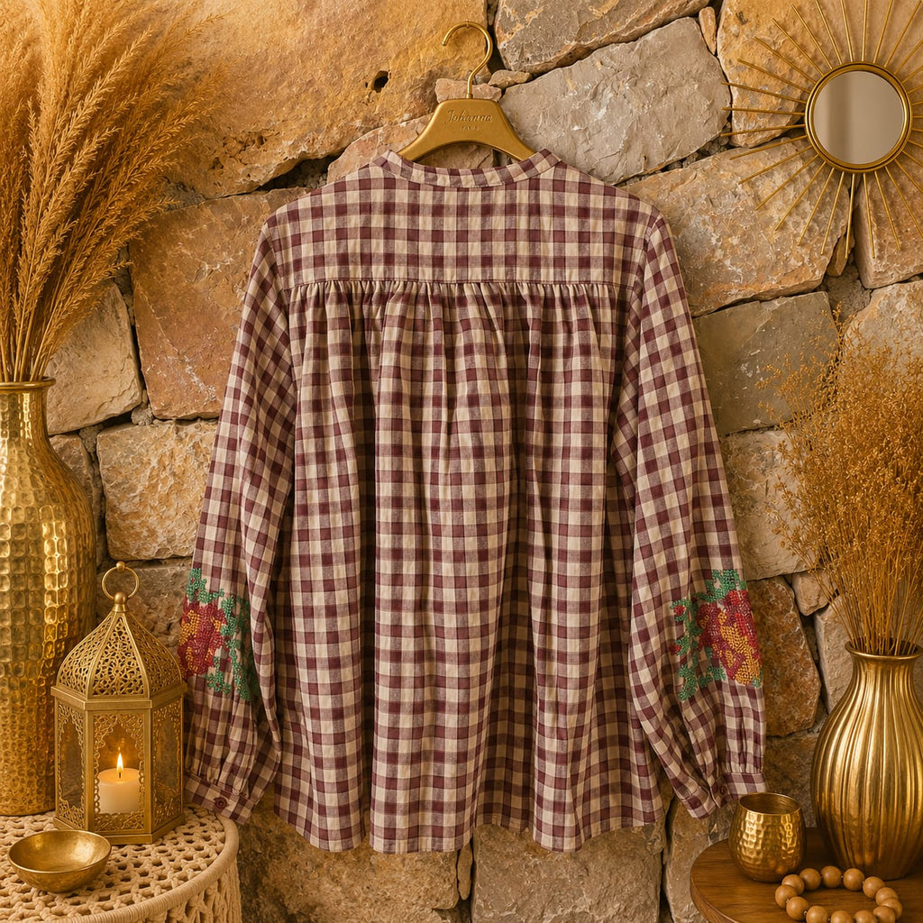 CHEMISE À CARREAUX BRODÉE