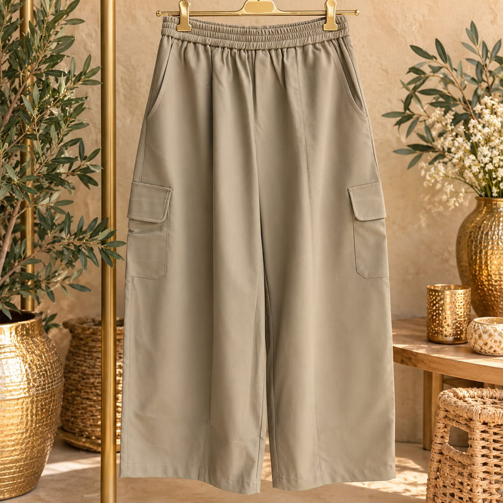 PANTALON  CARGO LARGE SIMILI