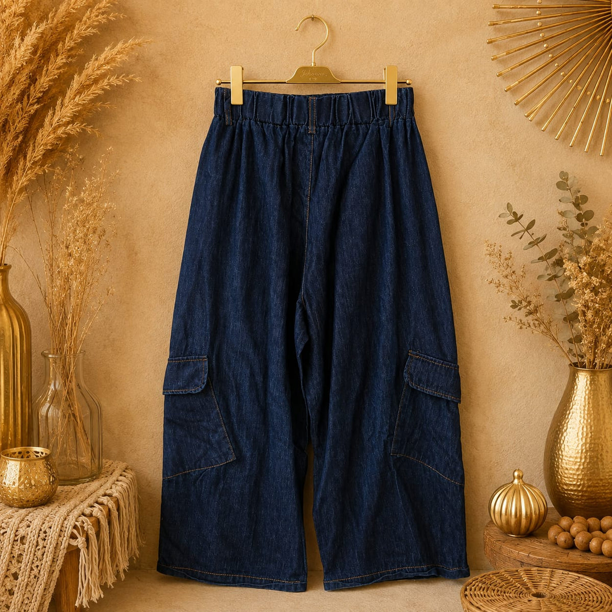 PANTALON CARGOT LARGE  JEAN BRUT