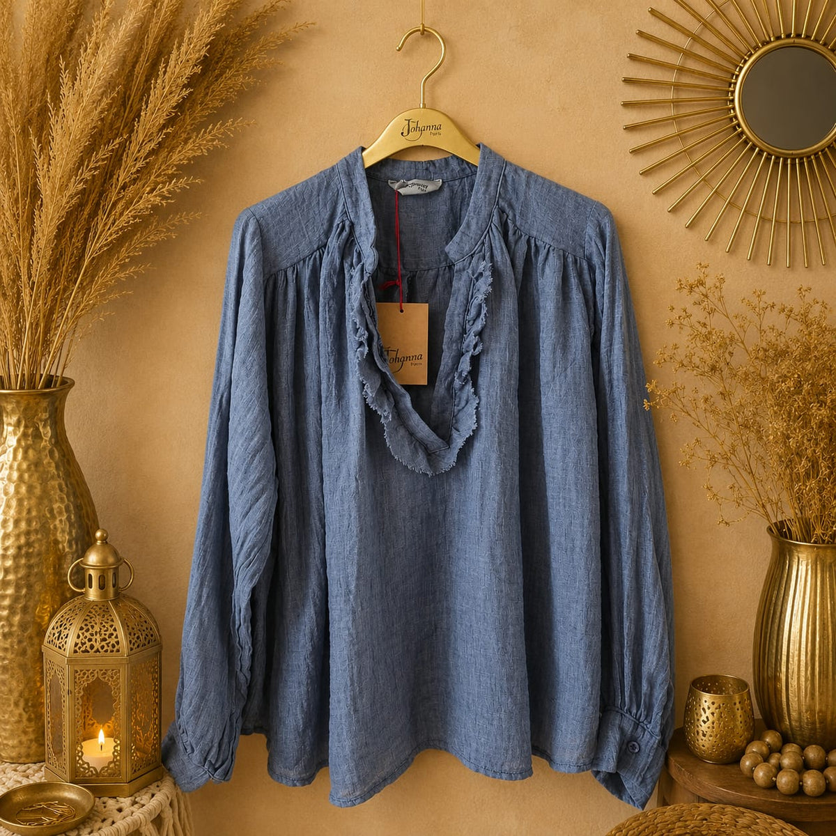 BLOUSE UNIE À VOLANT