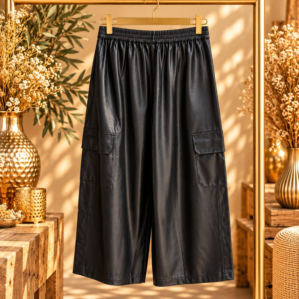 PANTALON  CARGO LARGE SIMILI