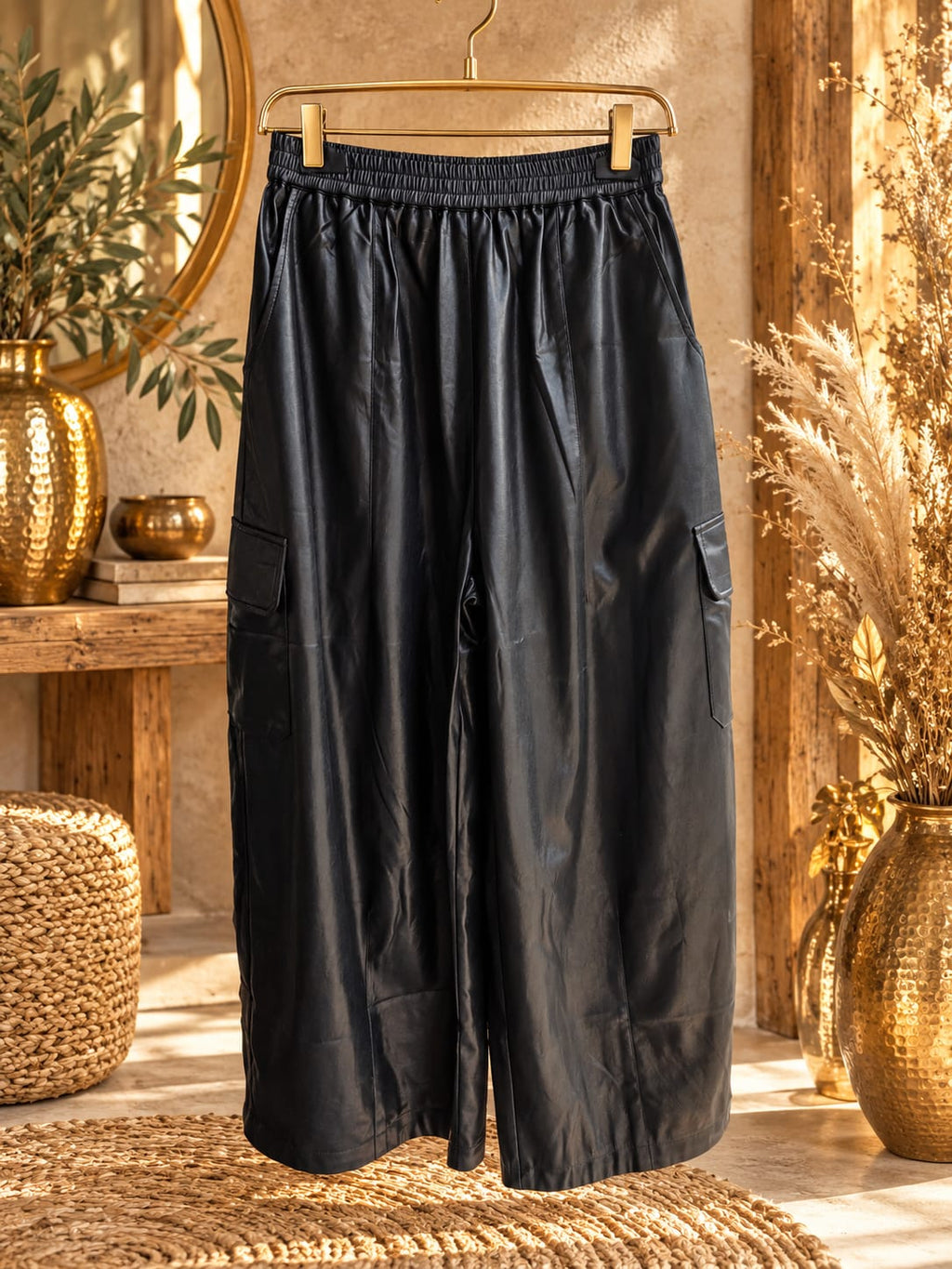 PANTALON  CARGO LARGE SIMILI