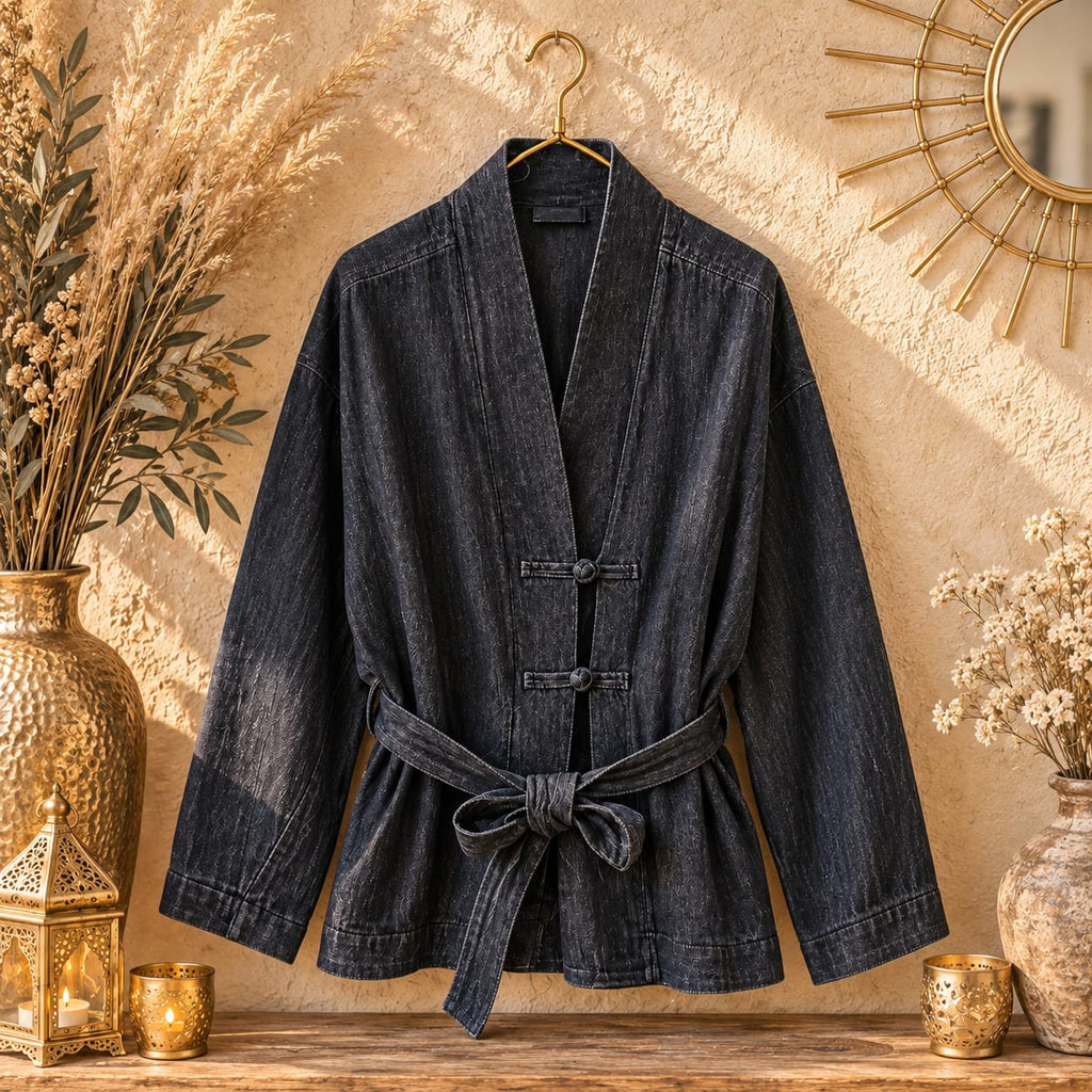 VESTE KIMONO JEAN BRUT
