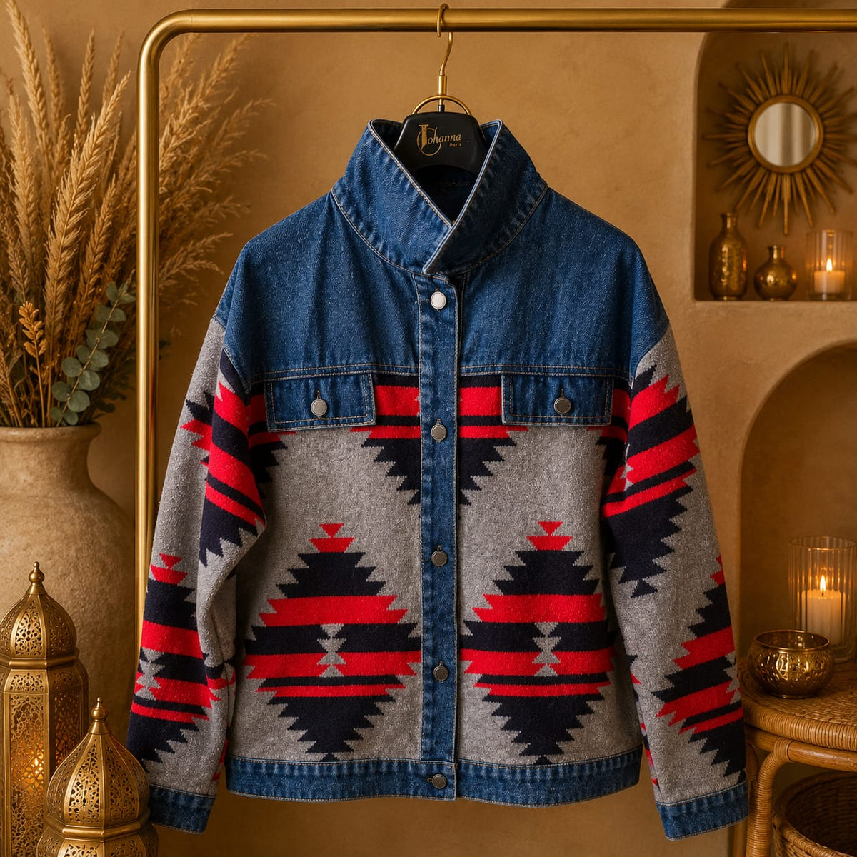 GILET JEAN MOTIF