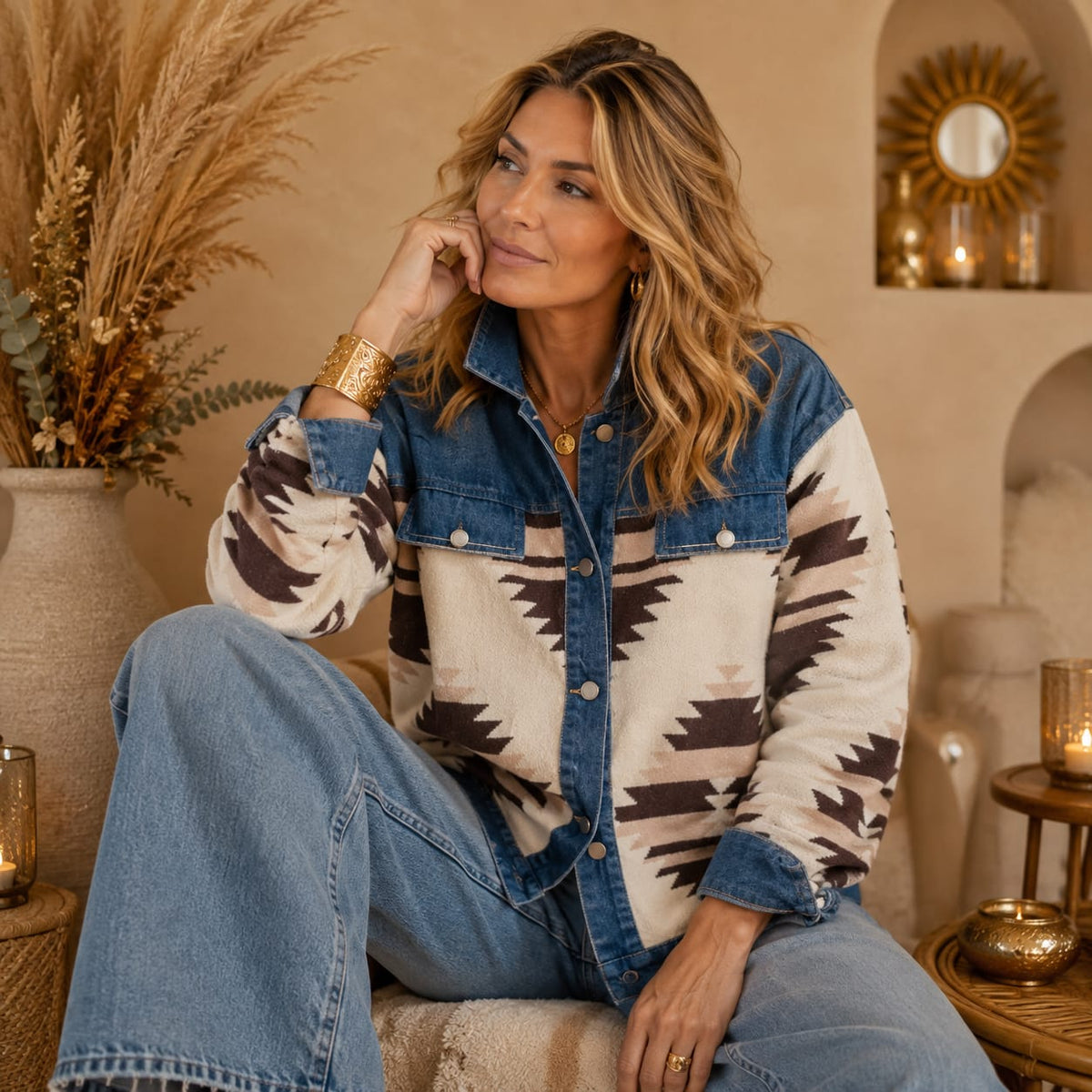 GILET JEAN MOTIF