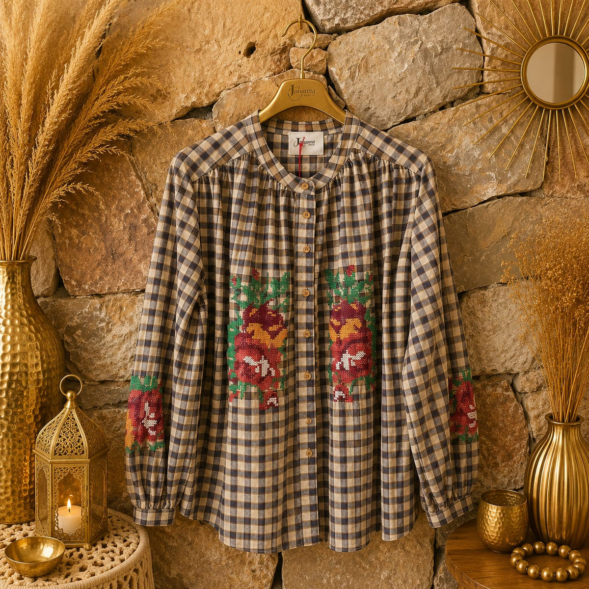CHEMISE À CARREAUX BRODÉE