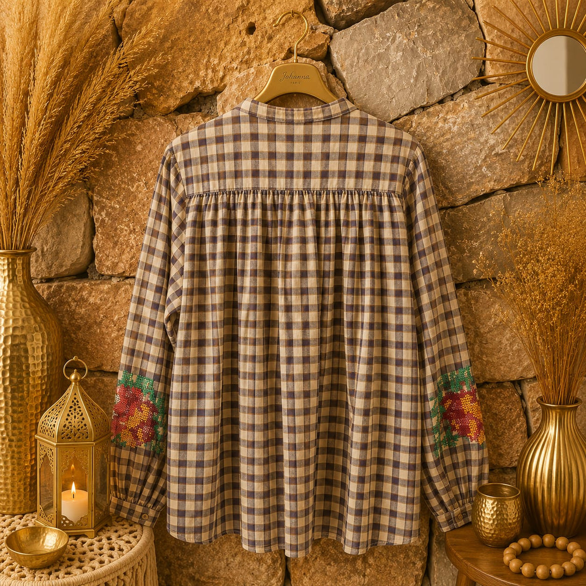 CHEMISE À CARREAUX BRODÉE